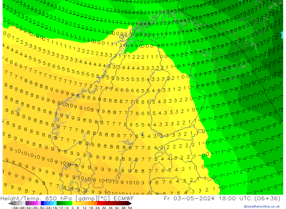 Z500/Rain (+SLP)/Z850 ECMWF Fr 03.05.2024 18 UTC