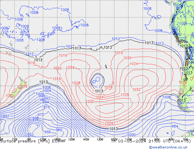 Atmosférický tlak ECMWF Čt 02.05.2024 21 UTC