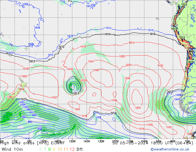 High wind areas ECMWF Dom 05.05.2024 18 UTC