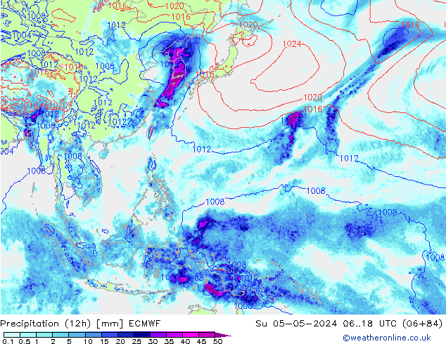 Precipitazione (12h) ECMWF dom 05.05.2024 18 UTC