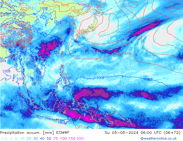 Totale neerslag ECMWF zo 05.05.2024 06 UTC