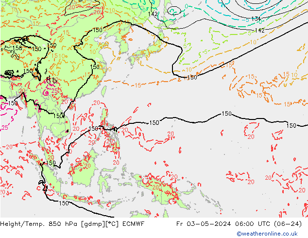 Z500/Yağmur (+YB)/Z850 ECMWF Cu 03.05.2024 06 UTC