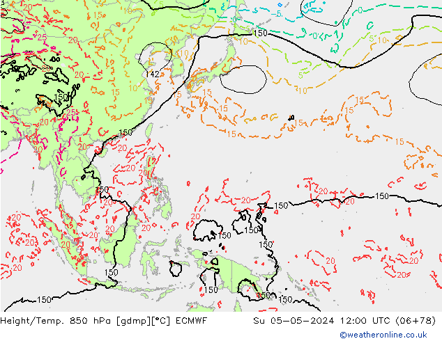 Z500/Rain (+SLP)/Z850 ECMWF nie. 05.05.2024 12 UTC