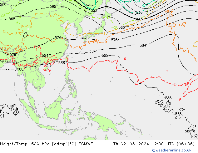 Z500/Rain (+SLP)/Z850 ECMWF jue 02.05.2024 12 UTC