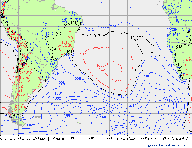 Luchtdruk (Grond) ECMWF do 02.05.2024 12 UTC