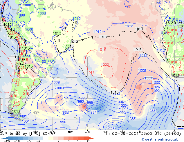 Drucktendenz ECMWF Do 02.05.2024 09 UTC