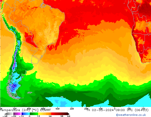 Temperature (2m) ECMWF Čt 02.05.2024 09 UTC