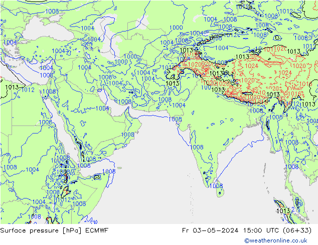 pressão do solo ECMWF Sex 03.05.2024 15 UTC