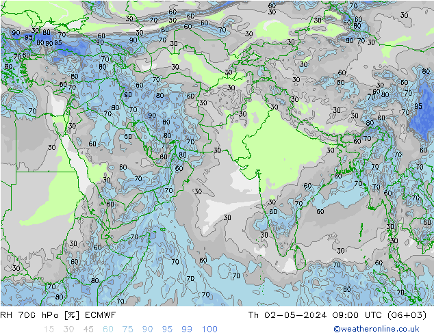 700 hPa Nispi Nem ECMWF Per 02.05.2024 09 UTC