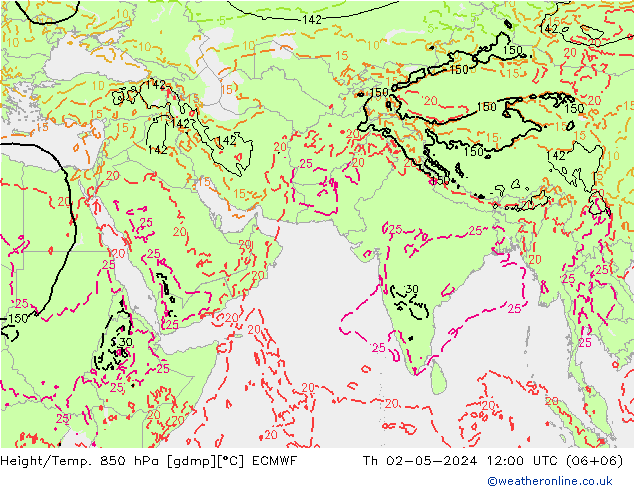 Z500/Rain (+SLP)/Z850 ECMWF Qui 02.05.2024 12 UTC
