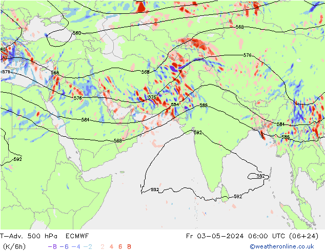 T-Adv. 500 hPa ECMWF Fr 03.05.2024 06 UTC