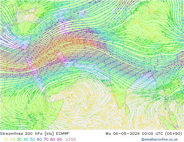 Rüzgar 200 hPa ECMWF Pzt 06.05.2024 00 UTC