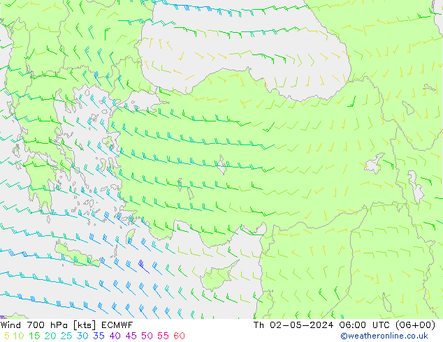 Wind 700 hPa ECMWF do 02.05.2024 06 UTC