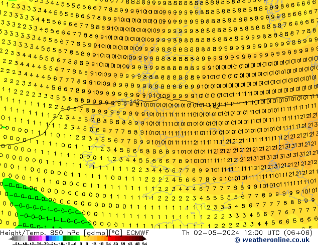 Z500/Rain (+SLP)/Z850 ECMWF Th 02.05.2024 12 UTC