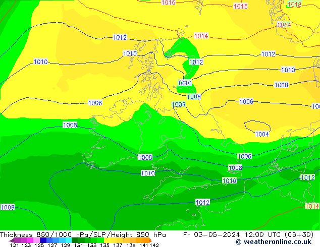 Thck 850-1000 hPa ECMWF Fr 03.05.2024 12 UTC