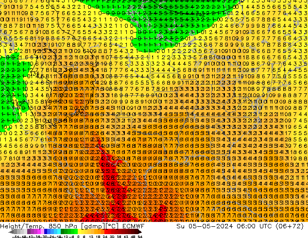 Z500/Rain (+SLP)/Z850 ECMWF Su 05.05.2024 06 UTC