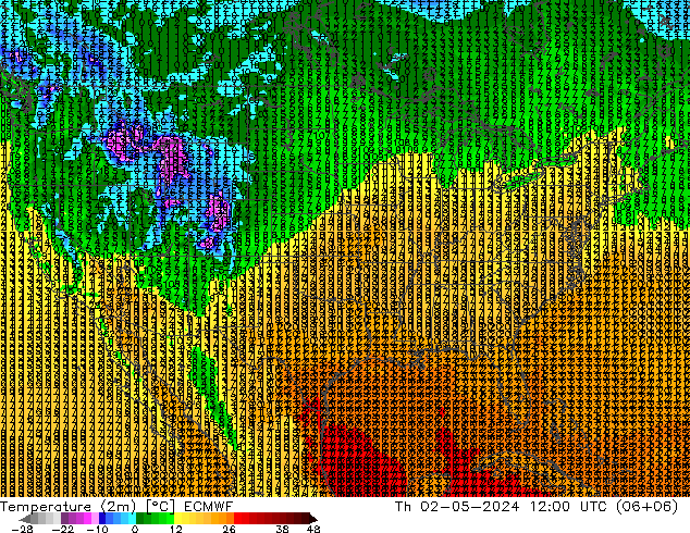Temperaturkarte (2m) ECMWF Do 02.05.2024 12 UTC
