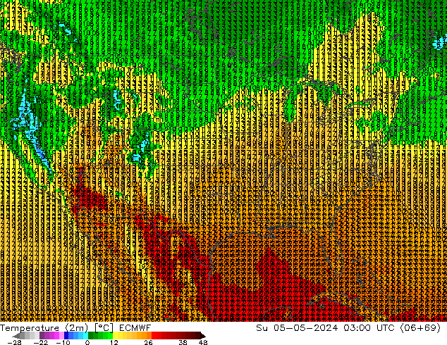 Temperature (2m) ECMWF Su 05.05.2024 03 UTC