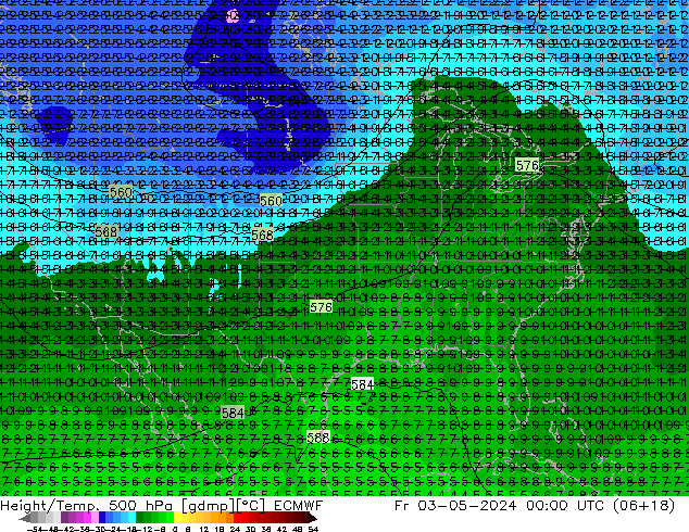 Height/Temp. 500 hPa ECMWF Fr 03.05.2024 00 UTC