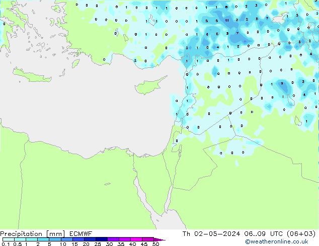 осадки ECMWF чт 02.05.2024 09 UTC