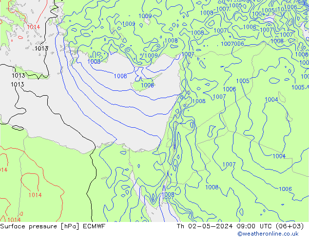 приземное давление ECMWF чт 02.05.2024 09 UTC