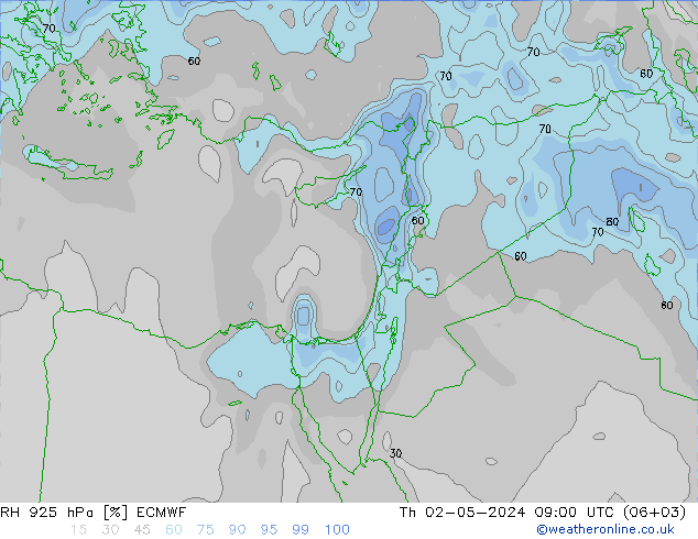 RH 925 hPa ECMWF Th 02.05.2024 09 UTC