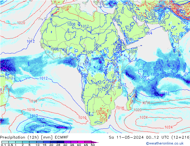 Precipitação (12h) ECMWF Sáb 11.05.2024 12 UTC