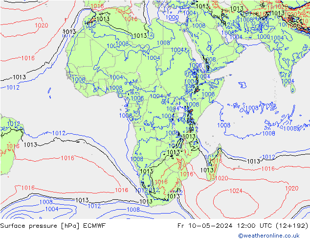 приземное давление ECMWF пт 10.05.2024 12 UTC