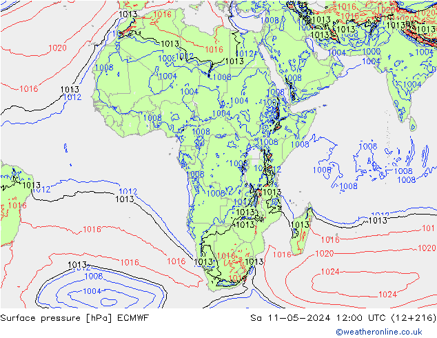 pressão do solo ECMWF Sáb 11.05.2024 12 UTC