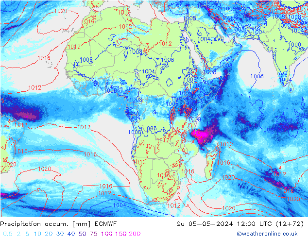 Precipitation accum. ECMWF  05.05.2024 12 UTC
