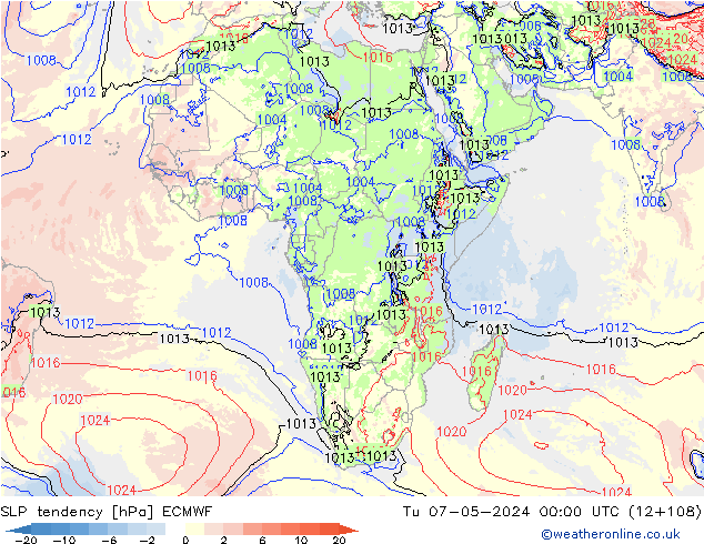 SLP tendency ECMWF Tu 07.05.2024 00 UTC