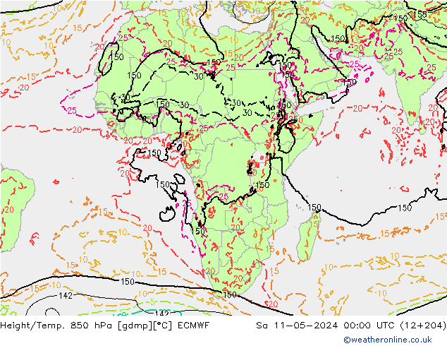 Z500/Rain (+SLP)/Z850 ECMWF Sa 11.05.2024 00 UTC