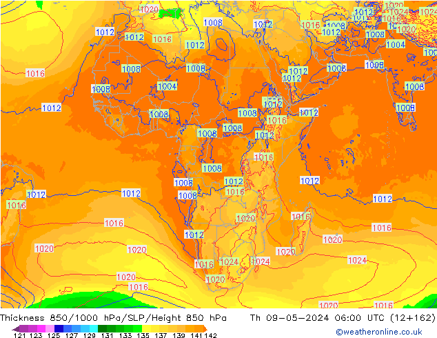 Thck 850-1000 hPa ECMWF Th 09.05.2024 06 UTC