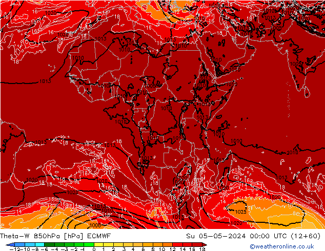 Theta-W 850hPa ECMWF Paz 05.05.2024 00 UTC