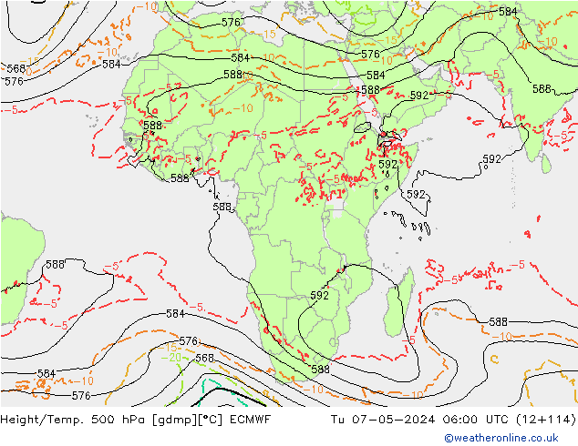 Z500/Yağmur (+YB)/Z850 ECMWF Sa 07.05.2024 06 UTC