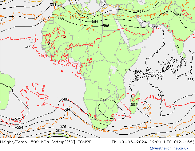 Yükseklik/Sıc. 500 hPa ECMWF Per 09.05.2024 12 UTC