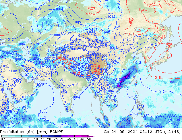 Precipitation (6h) ECMWF So 04.05.2024 12 UTC
