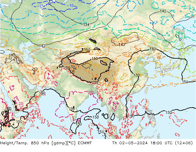 Z500/Rain (+SLP)/Z850 ECMWF jue 02.05.2024 18 UTC