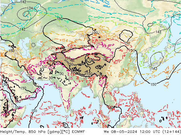 Z500/Rain (+SLP)/Z850 ECMWF mié 08.05.2024 12 UTC