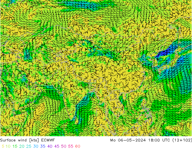 Wind 10 m ECMWF ma 06.05.2024 18 UTC