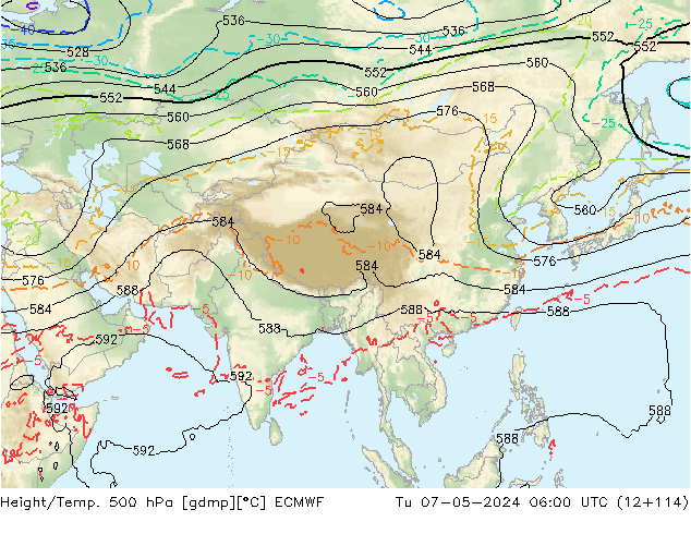 Z500/Regen(+SLP)/Z850 ECMWF di 07.05.2024 06 UTC