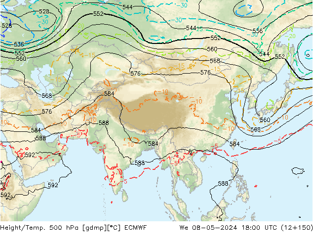 Z500/Regen(+SLP)/Z850 ECMWF wo 08.05.2024 18 UTC