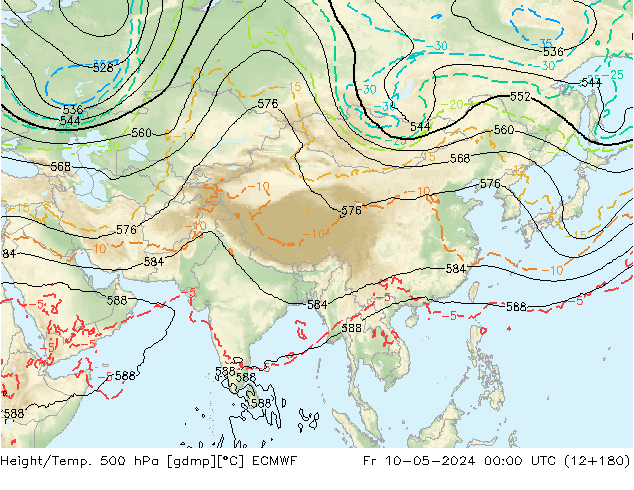 Z500/Rain (+SLP)/Z850 ECMWF Sex 10.05.2024 00 UTC