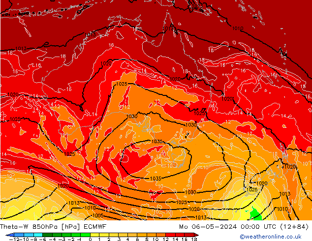 Theta-W 850hPa ECMWF Seg 06.05.2024 00 UTC