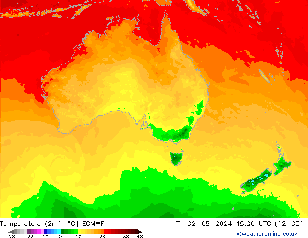 Temperature (2m) ECMWF Th 02.05.2024 15 UTC