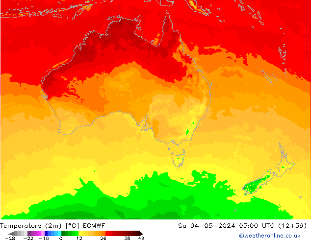 Temperaturkarte (2m) ECMWF Sa 04.05.2024 03 UTC