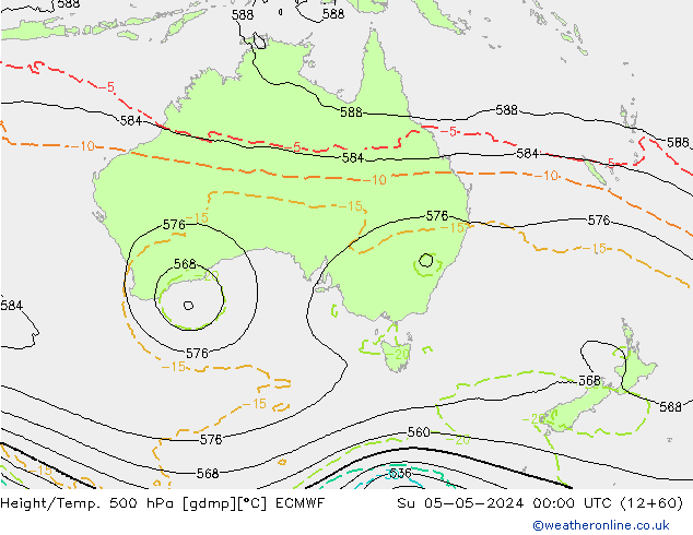 Z500/Rain (+SLP)/Z850 ECMWF nie. 05.05.2024 00 UTC