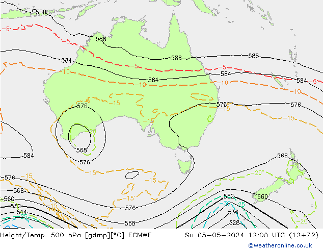 Z500/Rain (+SLP)/Z850 ECMWF Su 05.05.2024 12 UTC