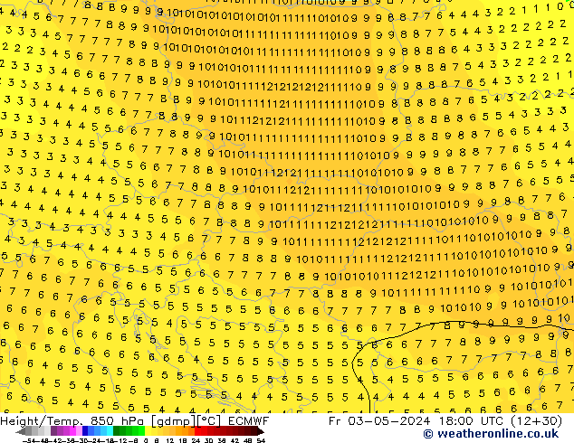 Z500/Rain (+SLP)/Z850 ECMWF ven 03.05.2024 18 UTC