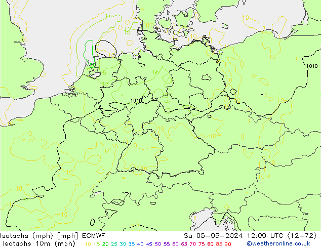 Isotachs (mph) ECMWF Su 05.05.2024 12 UTC